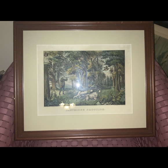 Original CURRIER AN IVES/ PARTRIDGE SHOOTING.18IN BY 21 1/2